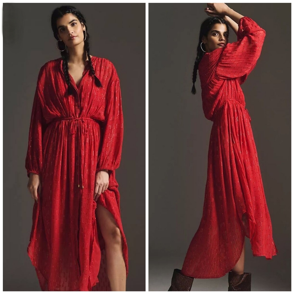 Anthropologie Red Maxi Dress